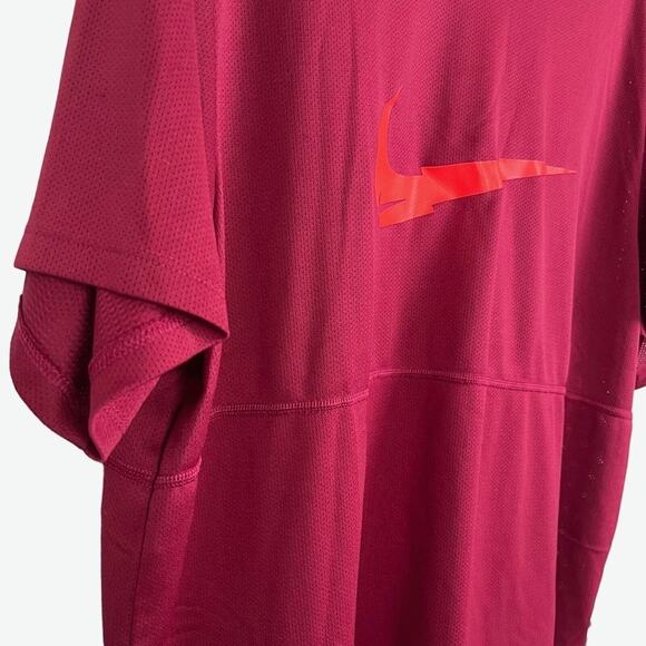 Nike Running Mens Dark Red Swoosh Short Sleeve Logo T Tee Athletic Shirt XXL 2X - Picture 9 of 16